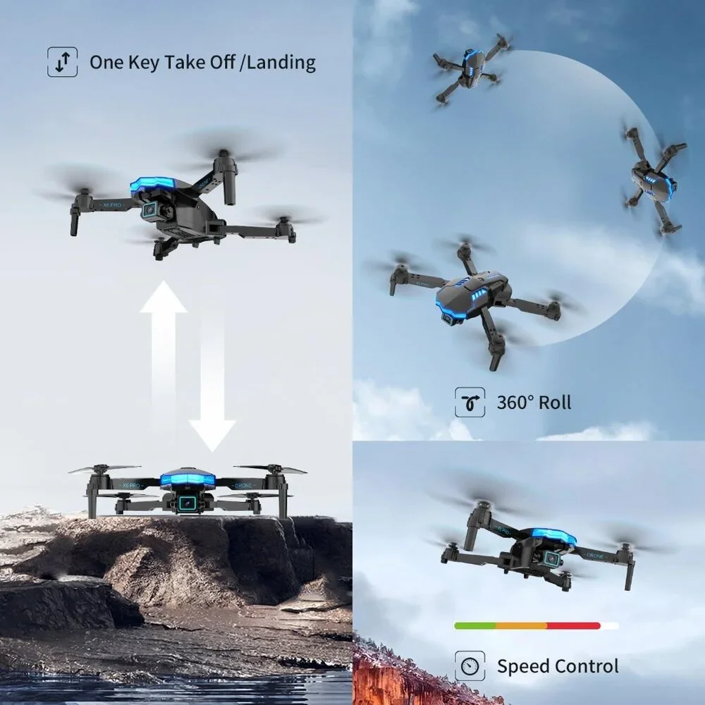 Camera Drone 1080P RC Quadcopter Foldable Mini Remote Control for Beginner White